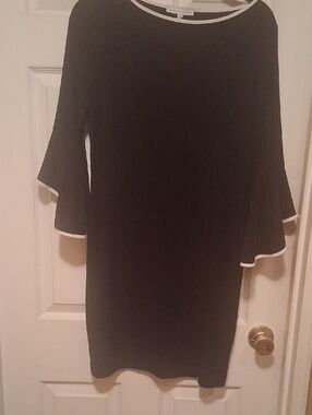 Annalee + Hope Black Midi Dress with White Trim